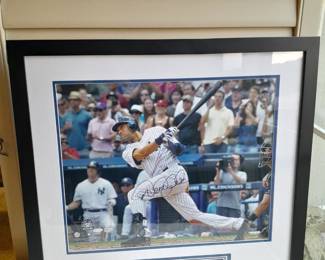 Photograph Of NY Yankees Derek Jeter #2's 3,000th Hit Autographed By Derek Jeter. (Certified By Steiner Sports W/ Identification Card). Measures 26x24.