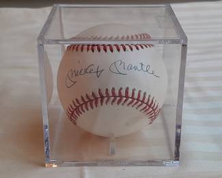 Baseball In Display Case Autographed By Mickey Mantle - NY Yankees. (Certified By JSA).