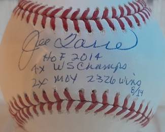 Baseball In Display Case Autographed By Joe Torre - HOF 2014, 4x WS Champs, 2x MOY 2326 Wins. Limited Edition #8/14. (Certified By Steiner Sports With Holographic Sticker).