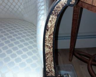 Hand Painted Wood Carved Chair With Custom Ivory Colored Fabric - 2 Available (Most Likely Imported From Italy)