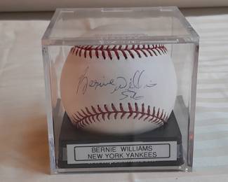 Baseball In Display Case Autographed By Bernie Williams - NY Yankees. (Certified By PSA/DNA).