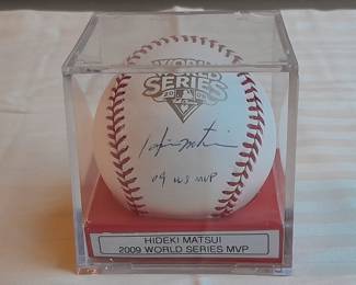 Baseball In Display Case Autographed By Hideki Matsui - 2009 World Series MVP. (Certified By MLB).