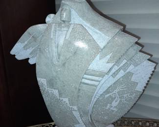 Native American Alabaster Sculpture Signed By Artist "James C. Joe III" W/ Certificate