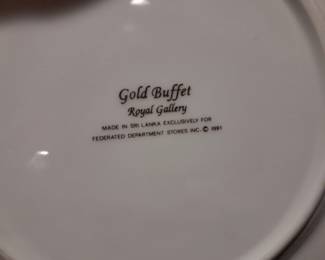 Faberge STYLE Egg Gold Trimmed Plates Titled "Gold Buffet" By The Royal Gallery