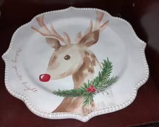 Mudpie Christmas Rudolph Plate
