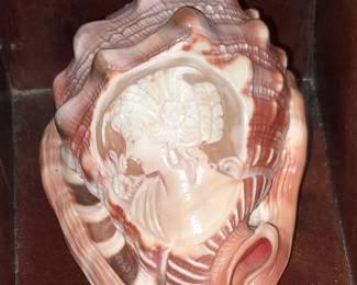 Hand Carved Large Sea Shell Cameo