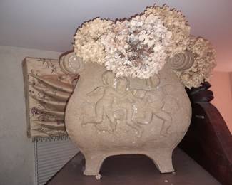 Oversized Stone Cherub Figural Planter (Original Purchase Price Of $385 From Wallis Grant Interiors.)