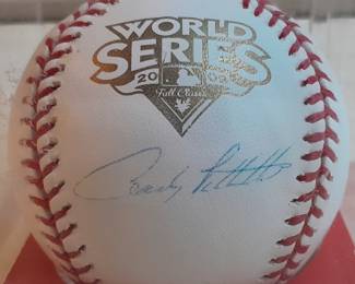 Baseball In Display Case Autographed By Andy Pettitte - 2009 World Series. (Certified By Steiner Sports With Holographic Sticker).