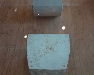 Original Mid-Century Modern Glass Top Coffee Table W/ Natural Stone Bases