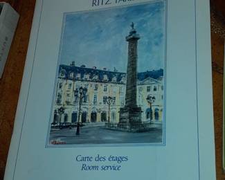 ORIGINAL The Ritz Hotel (Paris) Room Service Menu