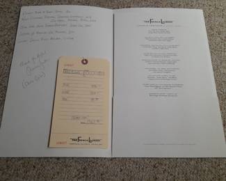 Autographed Celebrity Chef Menu From "The French Laundry"