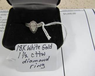 18K White Gold 1 1/2 cttw Diamond Ring w/Appraisal 