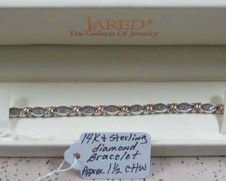 14K Gold, Sterling & Diamond Bracelet - Approx. 1 1/2 cttw