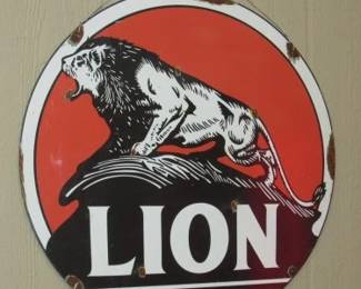 Porcelain Lion Gas Sign