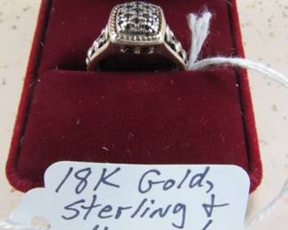 18K Gold, Sterling & Diamond Ring