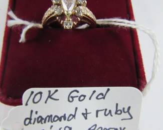 10K Gold, Diamond & Ruby Ring - Approx. 1 cttw - Has Appraisal 
