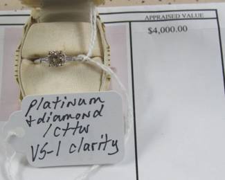 Platinum & Diamond 1 cttw Ring w/Appraisal 