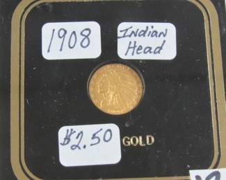 1908 $2.50 Gold Indian Head Coin