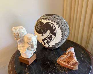 Navaho pot & carvings
