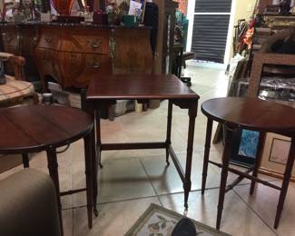 Ethan Alan three table vintage set (round tables slide in for storing)
