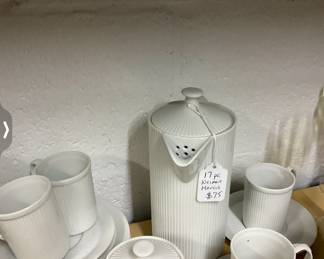 Neiman Marcus modern white porcelain Coffee tea set