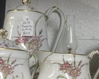 Porcelain 20 piece Tea Set complete Signed