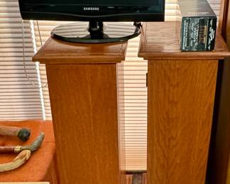 Pair of Wooden CD, DVD, or VHF Stands;  Samsung HDMI TV/Monitor