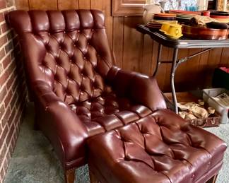 Vintage Leather Seat & Ottoman