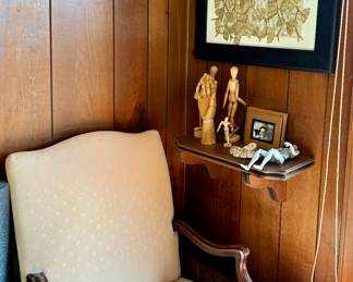 Vintage Chair;  Wooden Mannequin Figures w/ Flexible Limbs