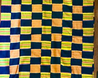 Authentic Hand Woven Cotton and Silk African Kente Cloth from Ghana