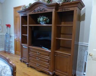 Wood 3 section tv/storage/display wall unit