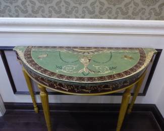 Beautiful painted trim demilune table