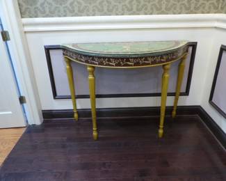 Beautiful painted trim demilune table