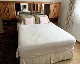 Queen bed with header storage - $100