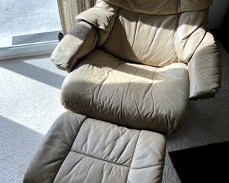 Leather recliner with footrest - $50