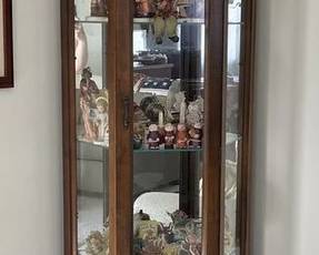 Curio cabinet (contents such as Hummels for sale) - $15
