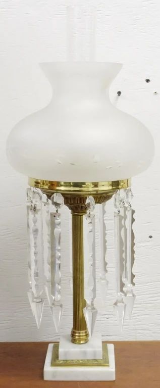 139 - Vintage Glass Lamp with prisms 25.5
