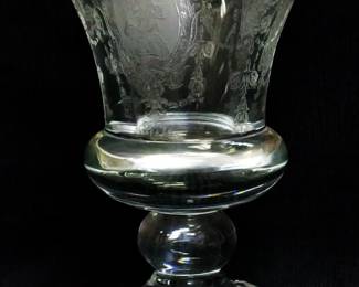 129 - Duncan Miller Etched Glass Vase 7"
