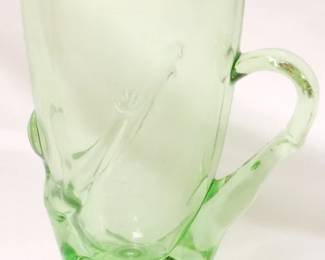 7 - Green Glass Cup With Lady 5.5"
