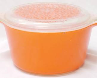 3 - Orange Pyrex Bowl with lid 4x9x6.5

