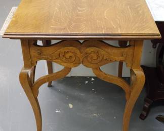 219 - Vintage Carved Oak Parlor Table 31x26x26
