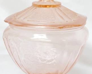 8 - Pink Open Rose Depression Glass Jar 9"
