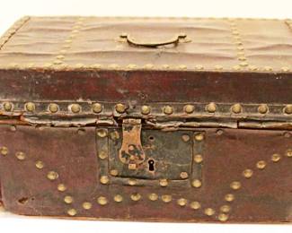 19th Century American Leather Covered Box