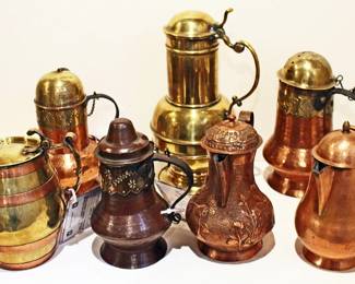 19th Century European and Russian Copper and Brass Steins