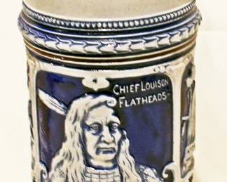 Antique German Stein with American Indian Image