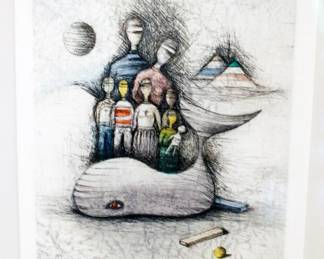 Colored Etching Titled "BOUBA" by Moshe Malka