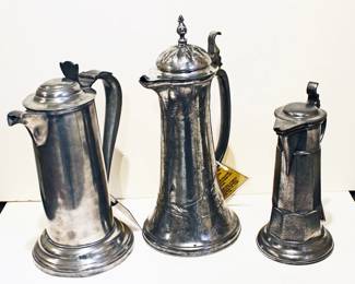 19Th Century Pewter Flagons