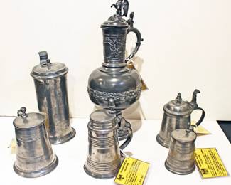 19th Century German Pewter Tankards
