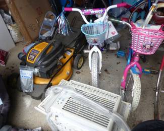 Lawn mower, air conditioner, girls bikes