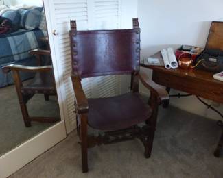 Antique rustic leather chair